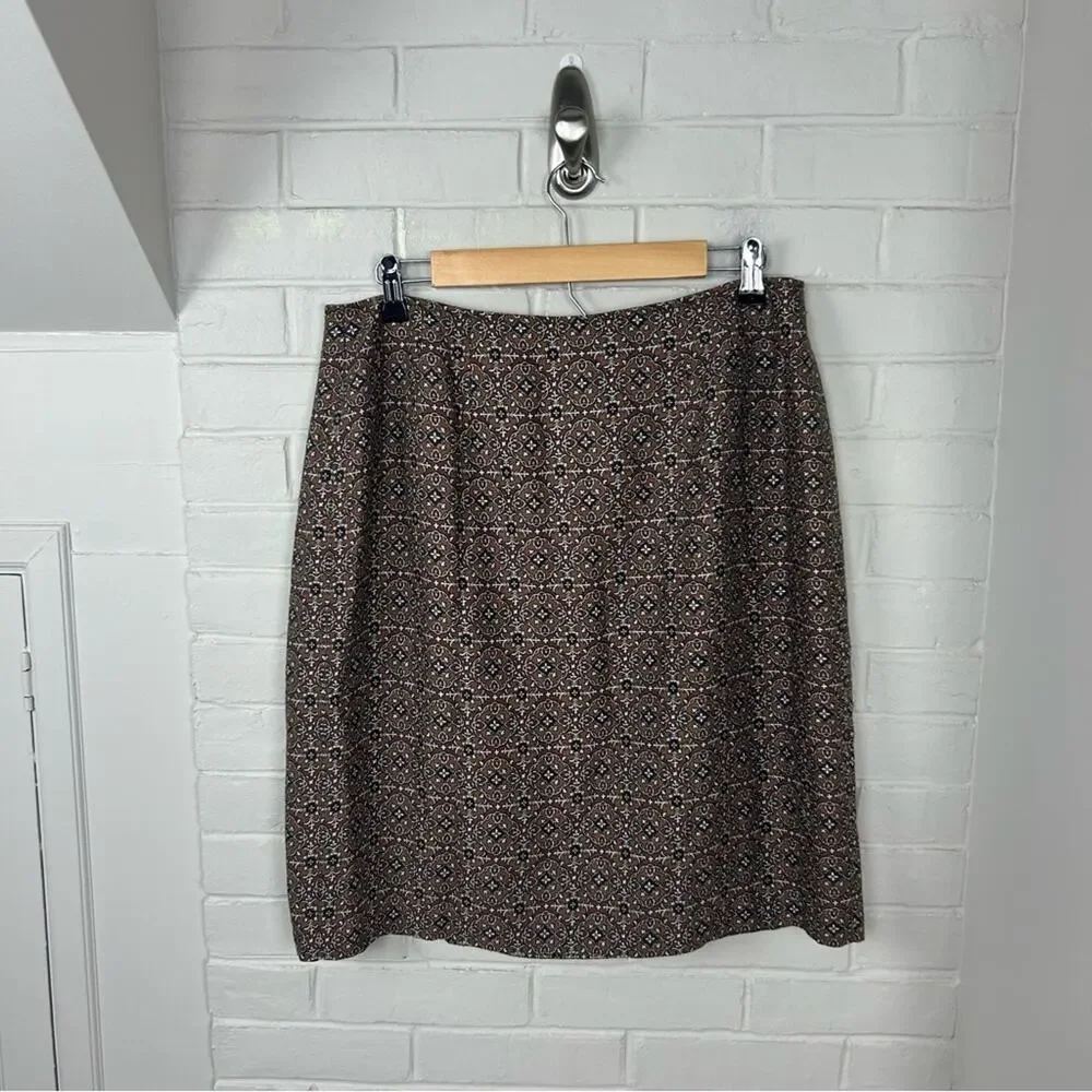 Vintage Hunt Club Brown Patterned Wrap Skirt Size 16